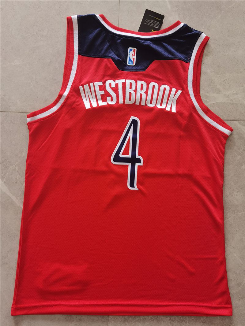 Men Washington Wizards 4 Westbrook Red Game 2021 Nike NBA Jersey